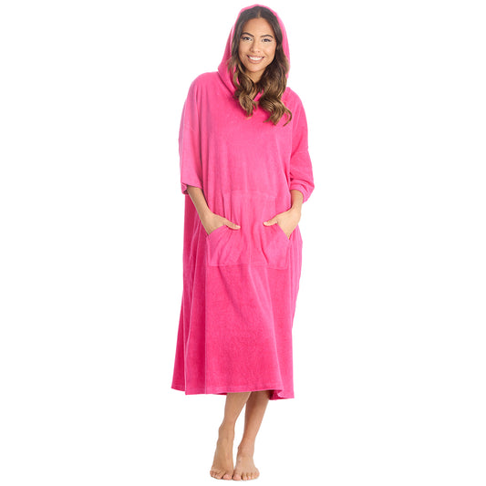 Ladies Pink Towel Poncho 