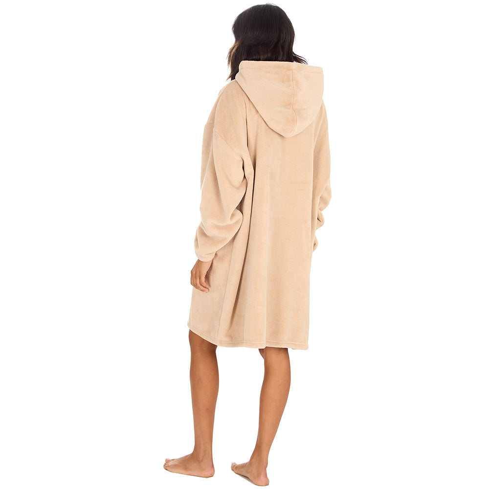 Ladies Toffee Coral Fleece Blanket Hoodie