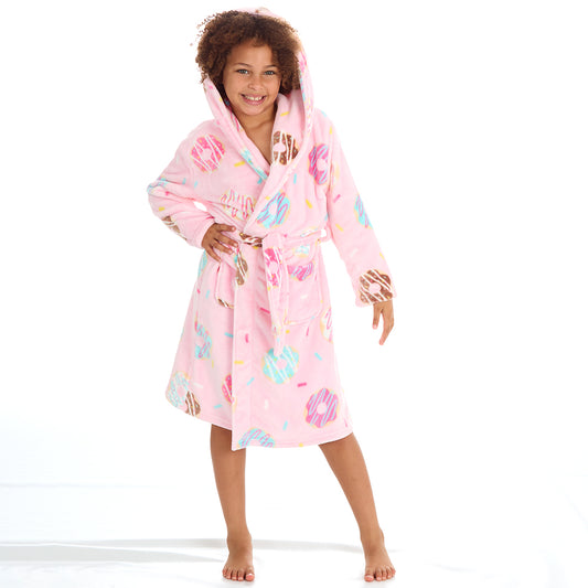 Girls Donuts Pink Dressing Gown