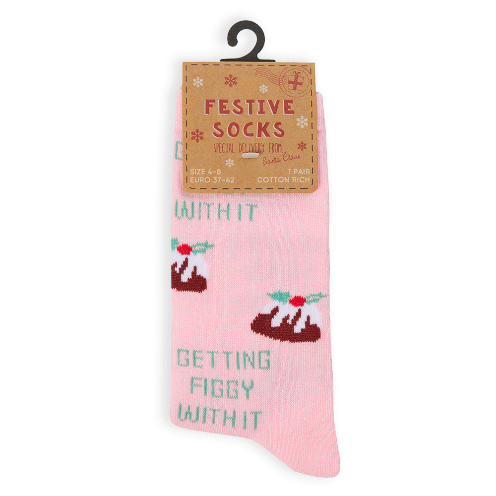 Ladies Christmas Pudding Cotton Socks