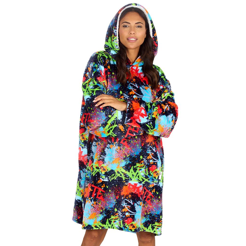 Ladies Graffiti Blanket Hoodie