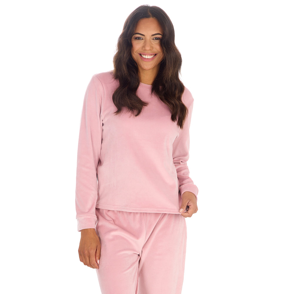 Ladies Pink Shimmer Fleece Pyjama Set