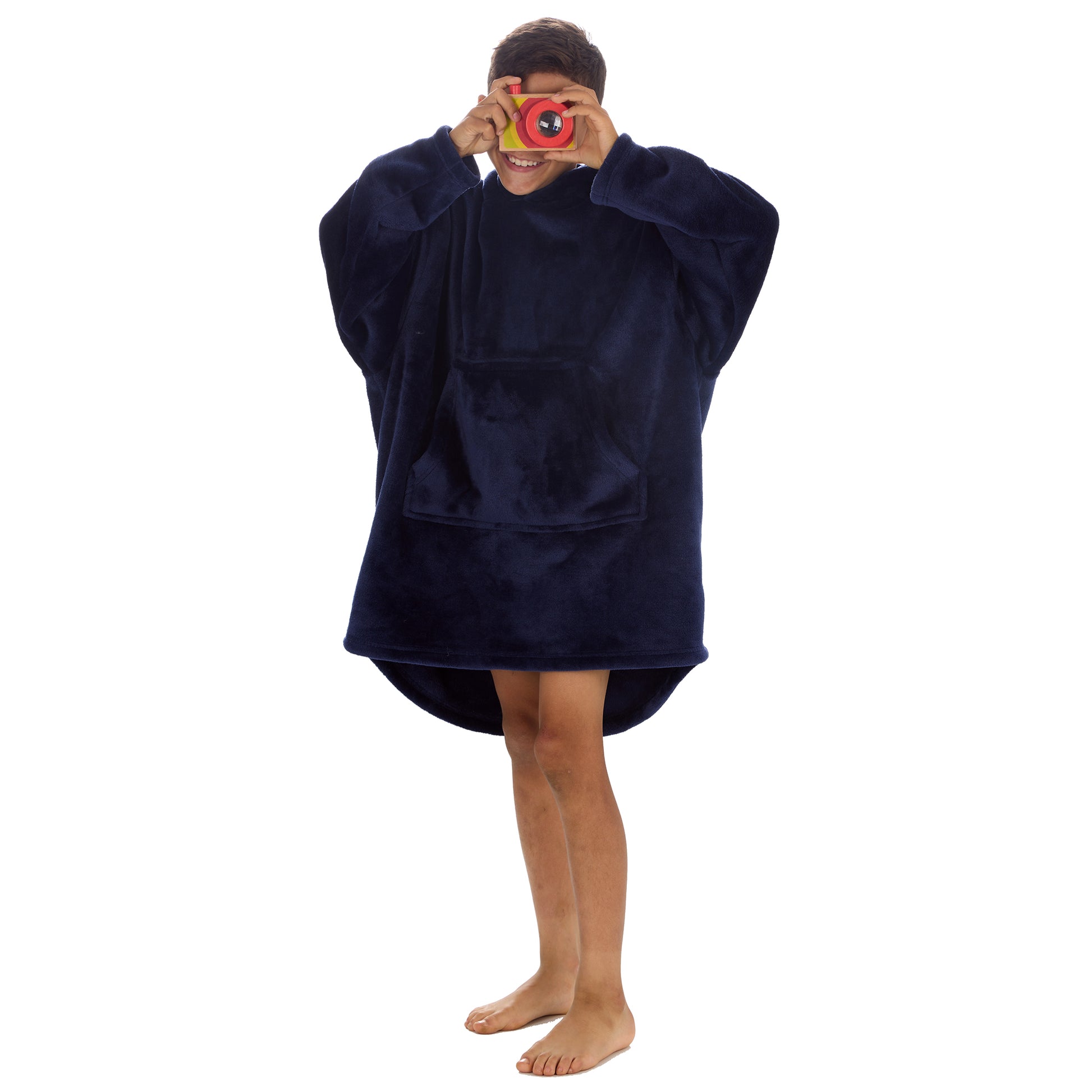 Boys Midnight Blue Plain Blanket Hoodie