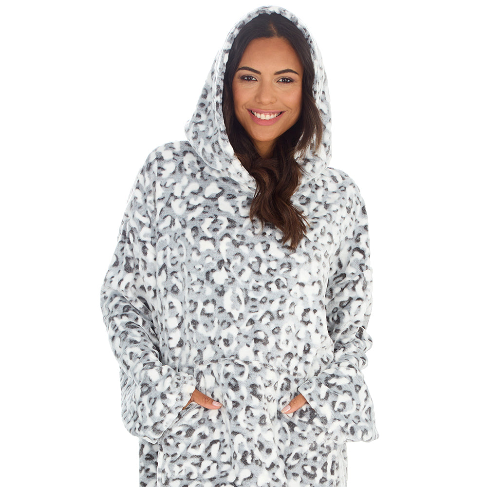 Ladies Leopard Blanket Hoodie