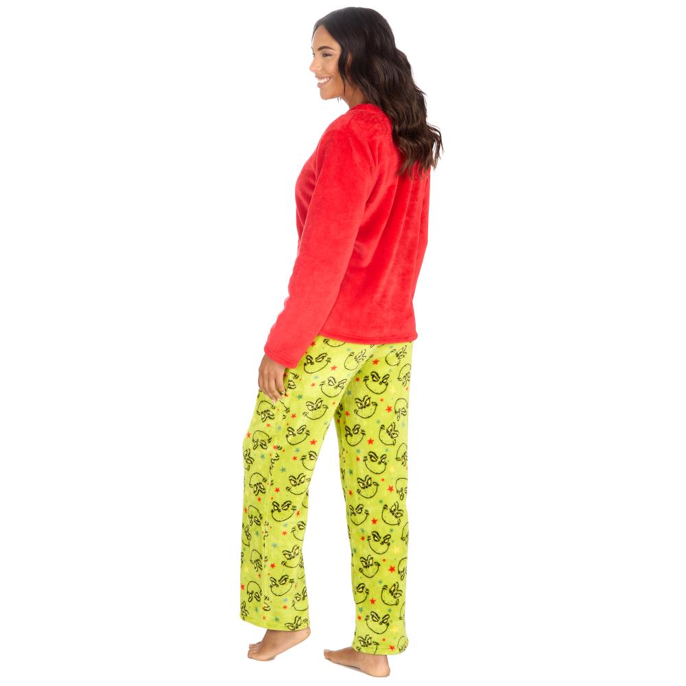 Ladies Christmas Grinch Snuggle Fleece Pyjama Set