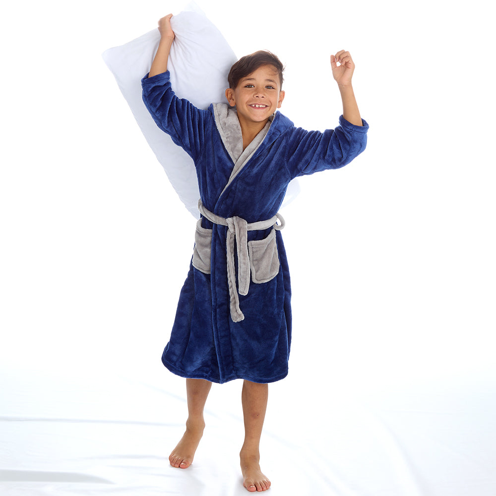 Boys Plain Navy Dressing Gown