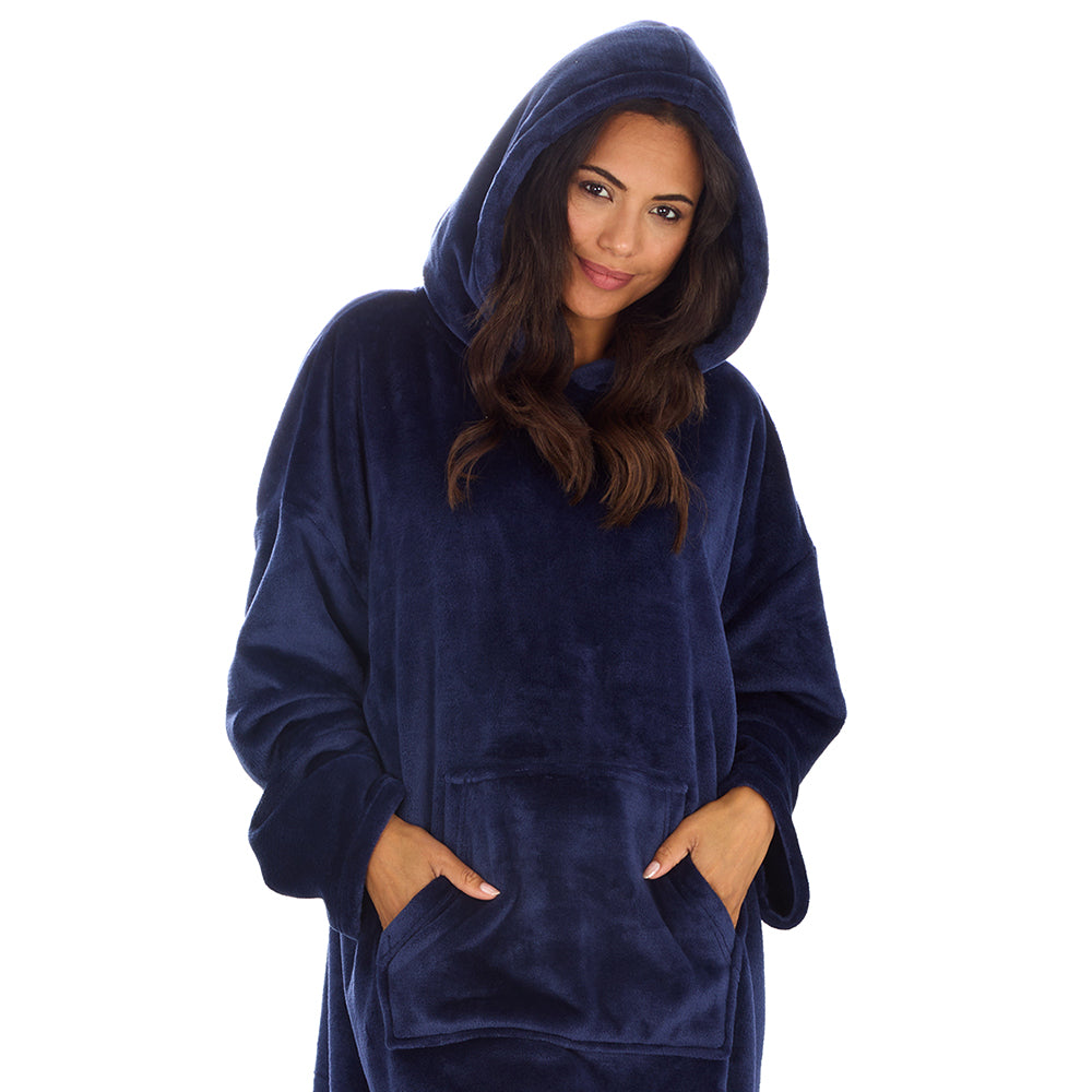 Ladies Midnight Blue Plain Blanket Hoodie