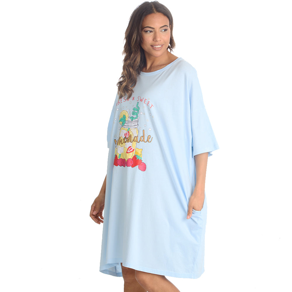 Ladies Lemonade Blue Oversize Sleep Tee