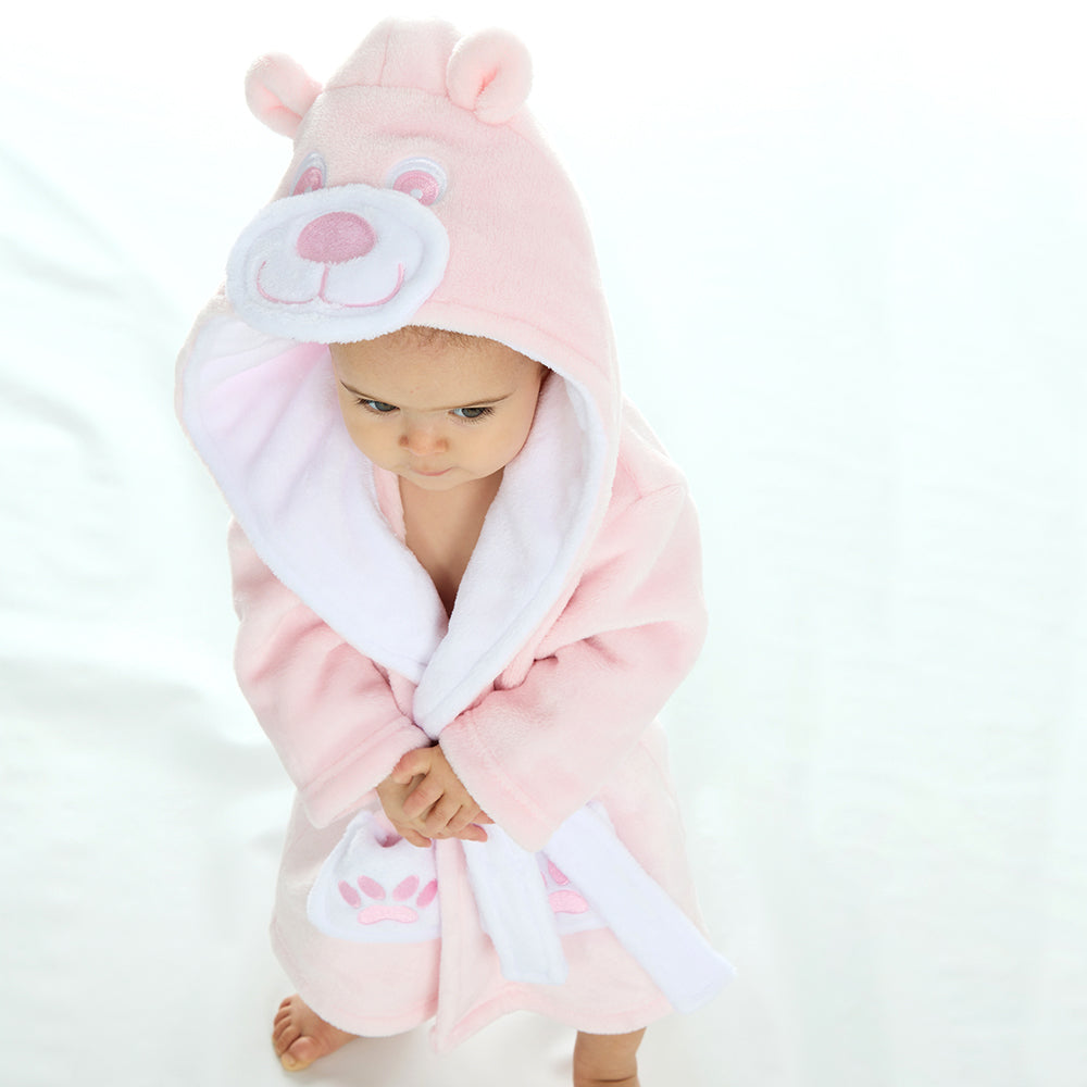 Baby Pink Teddy Bear Fleece Dressing Gown