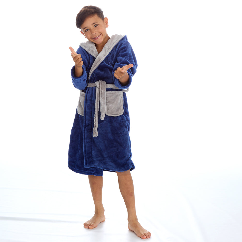 Boys Plain Navy Dressing Gown