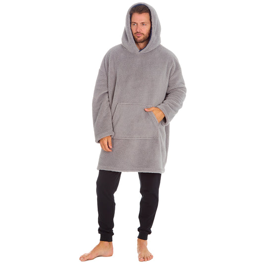 Mens Grey Snuggle Fleece Blanket Hoodie