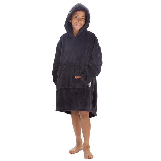 Boys Charcoal Coral Fleece Blanket Hoodie