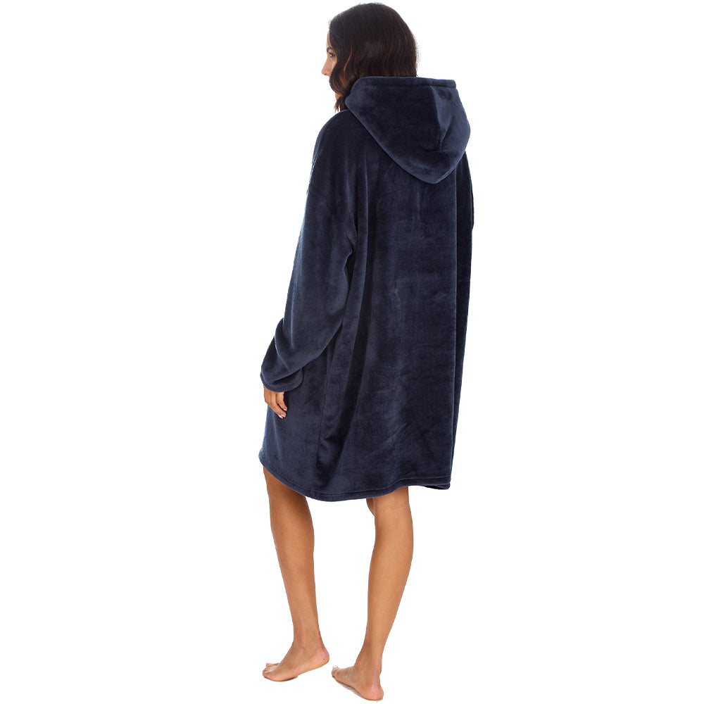 Ladies Stone Blue Plain Blanket Hoodie