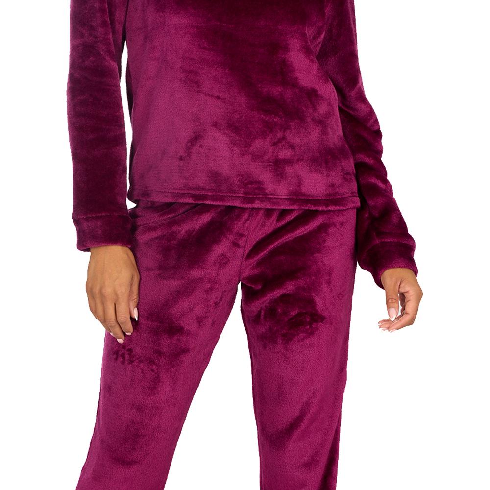 Ladies Burgundy Fleece Pyjama Set