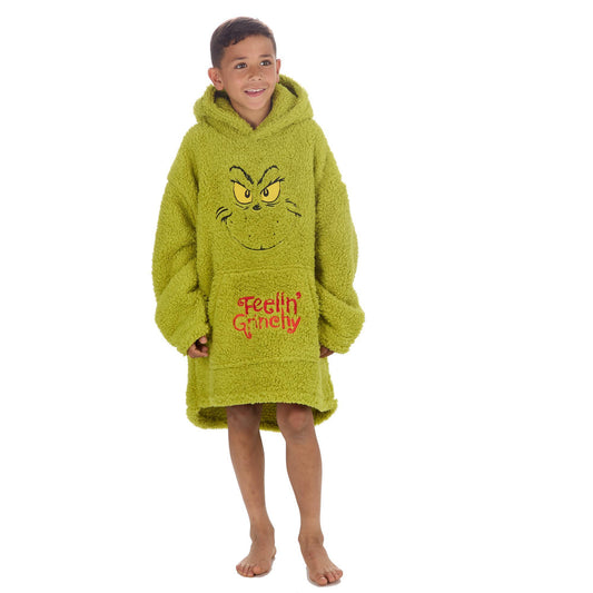 Boys Grinch Sherpa Blanket Hoodie