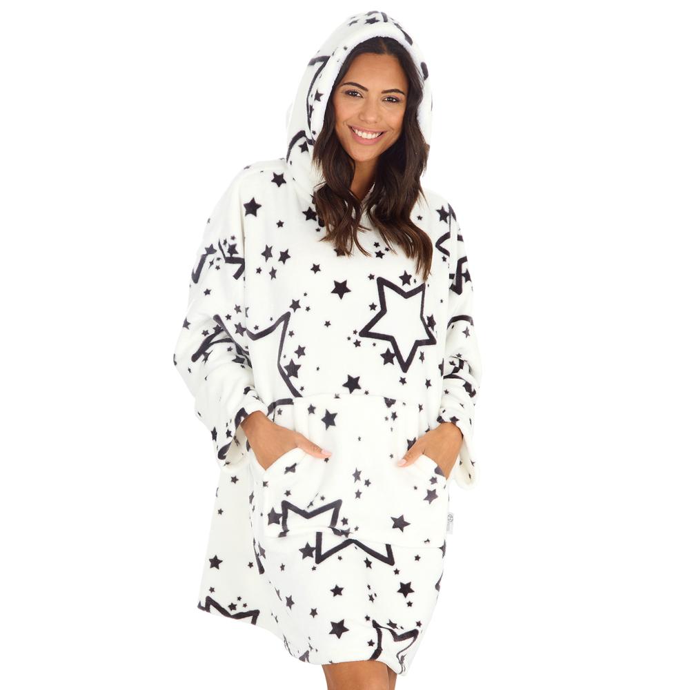 Ladies Stars White Blanket Hoodie