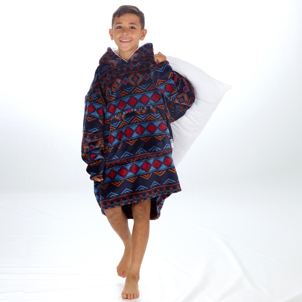 Boys Aztec Navy Blanket Hoodie