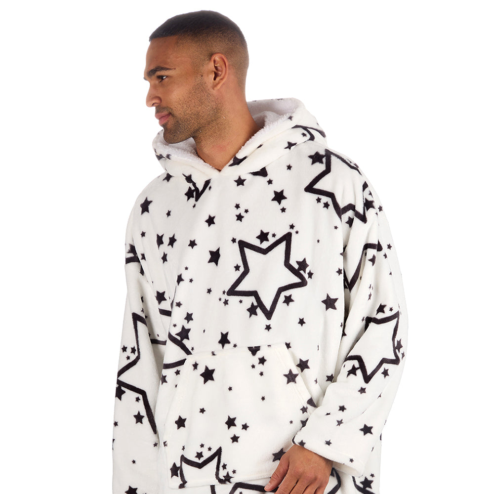 Mens Stars White Blanket Hoodie