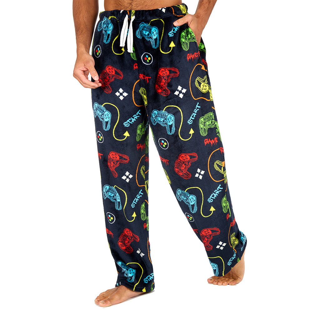 Mens Gamer Navy Fleece Pyjama Bottoms