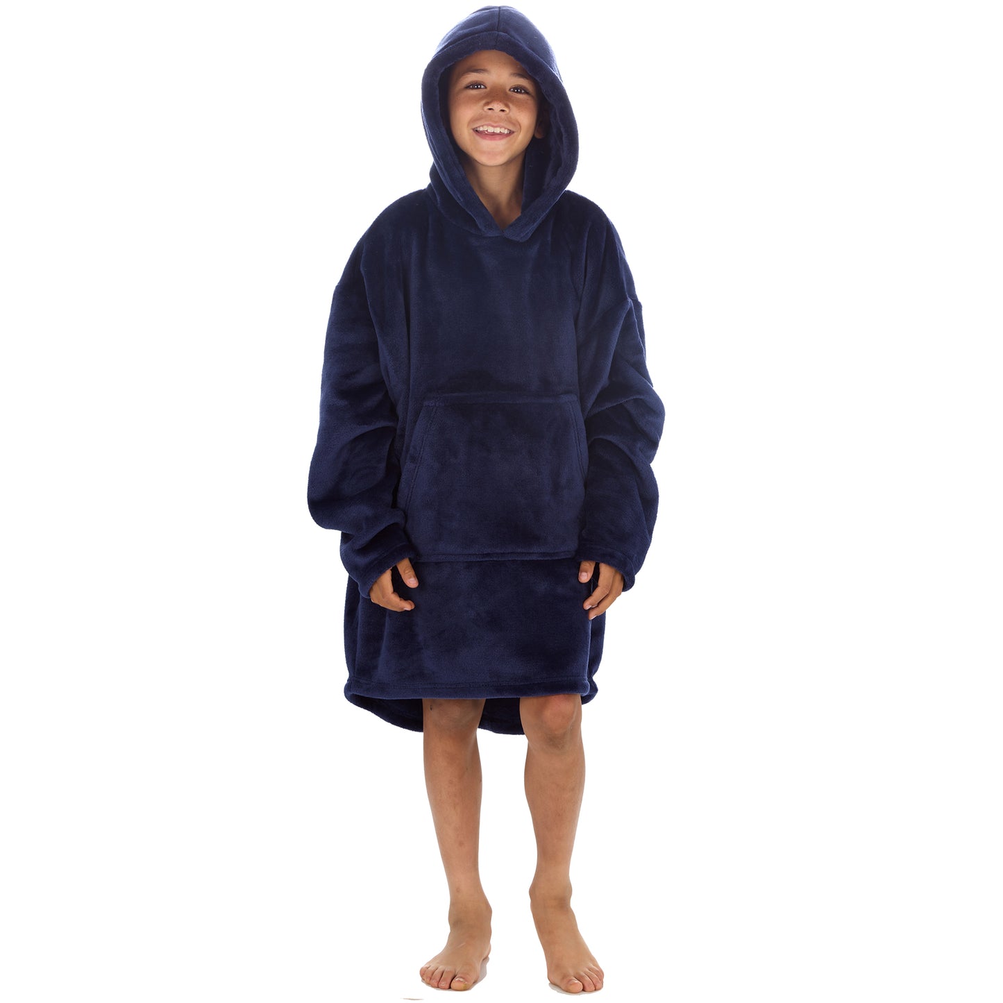 Boys Midnight Blue Plain Blanket Hoodie