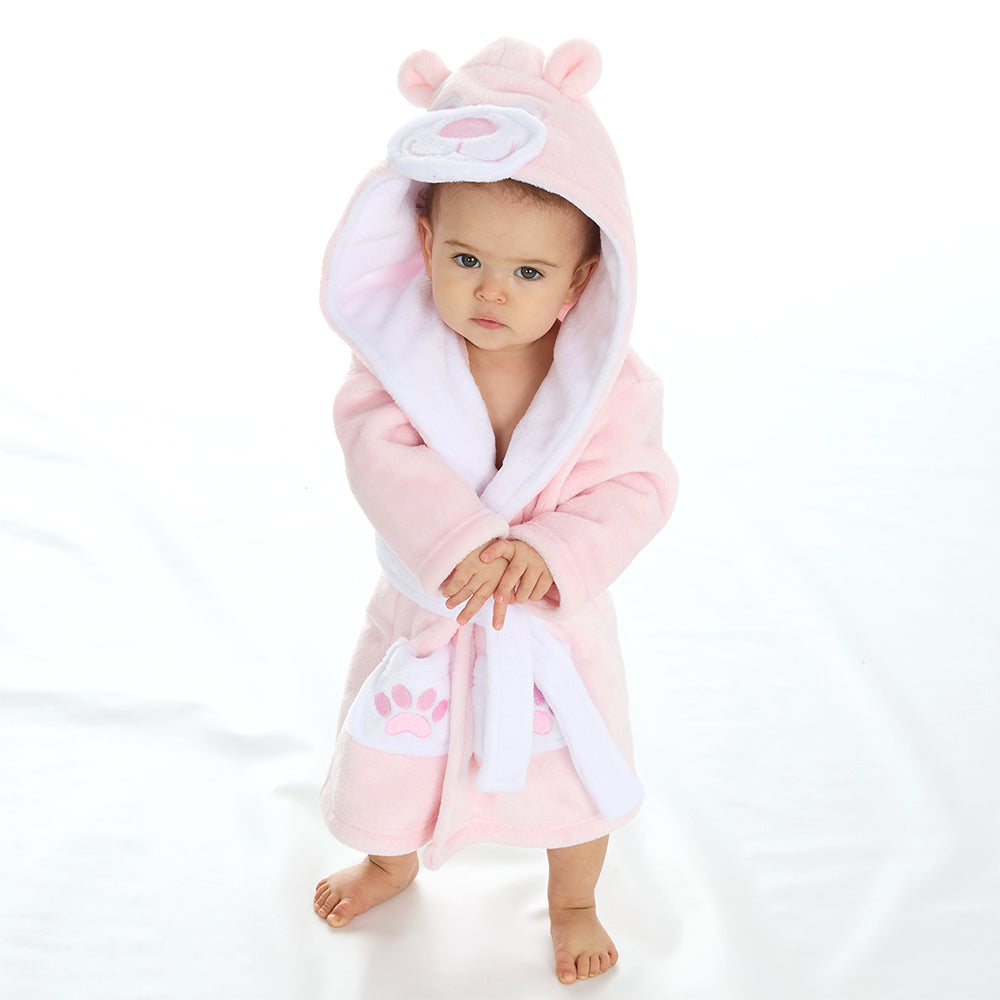 Baby Pink Teddy Bear Fleece Dressing Gown