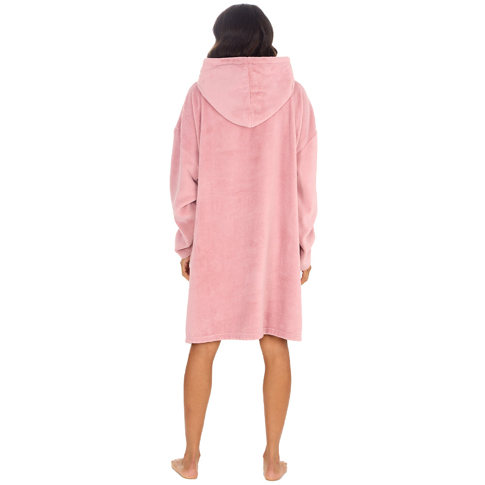 Ladies Blush Coral Fleece Blanket Hoodie