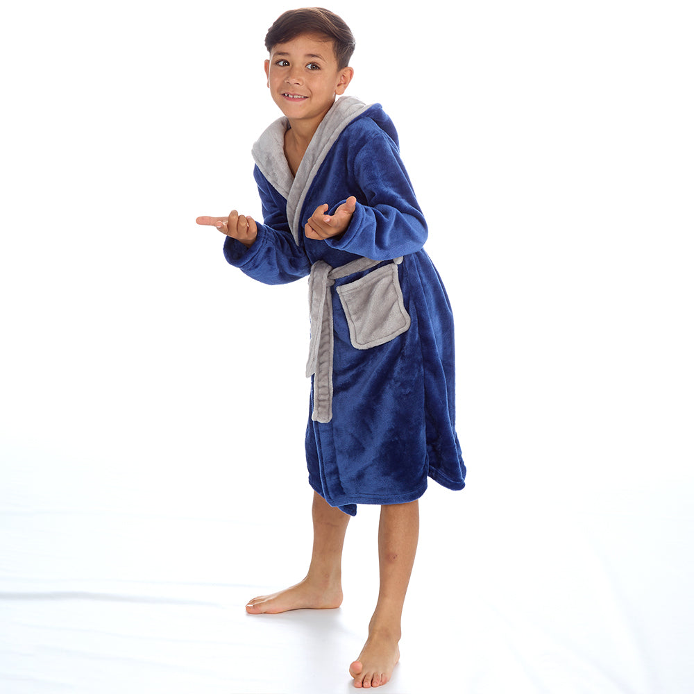 Boys Plain Navy Dressing Gown