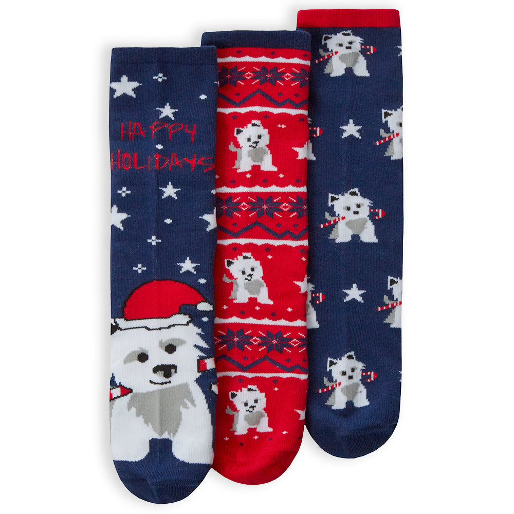 Ladies 3 Pairs Christmas York Cotton Socks