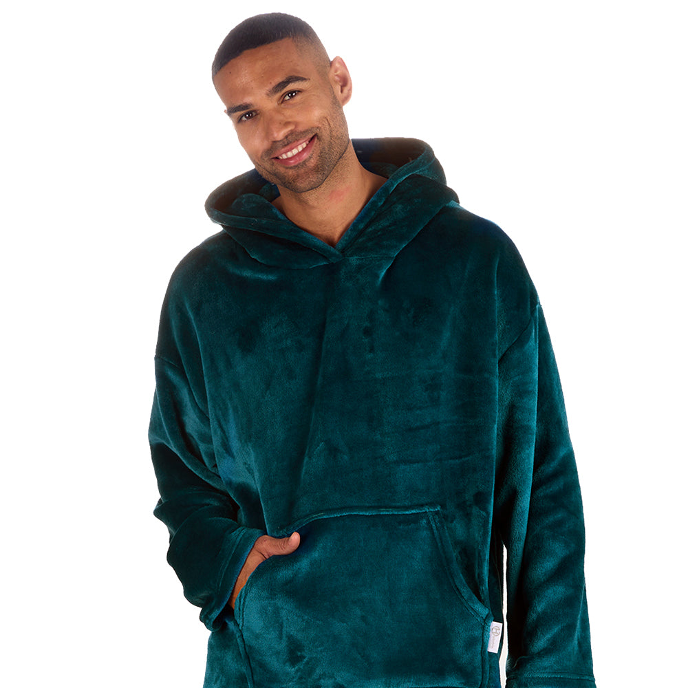 Mens Shimmer Teal Blanket Hoodie