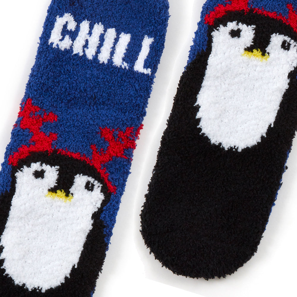 Ladies Christmas Penguin Fluffy Socks