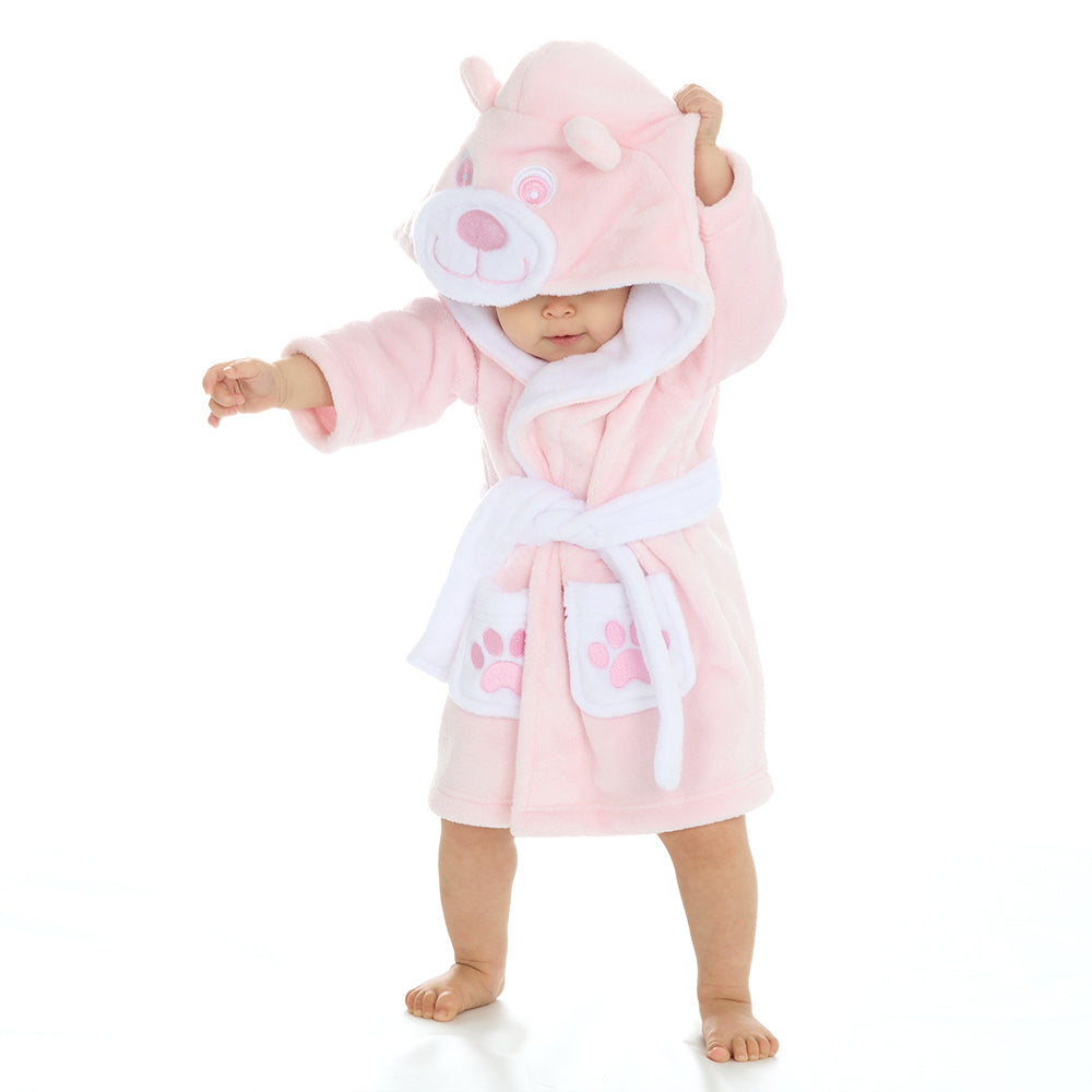 Baby Pink Teddy Bear Fleece Dressing Gown