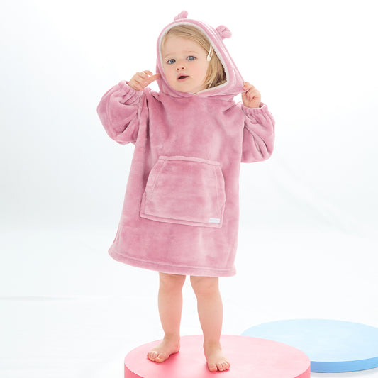 Toddler Bear Ears Dusky Pink Blanket Hoodie