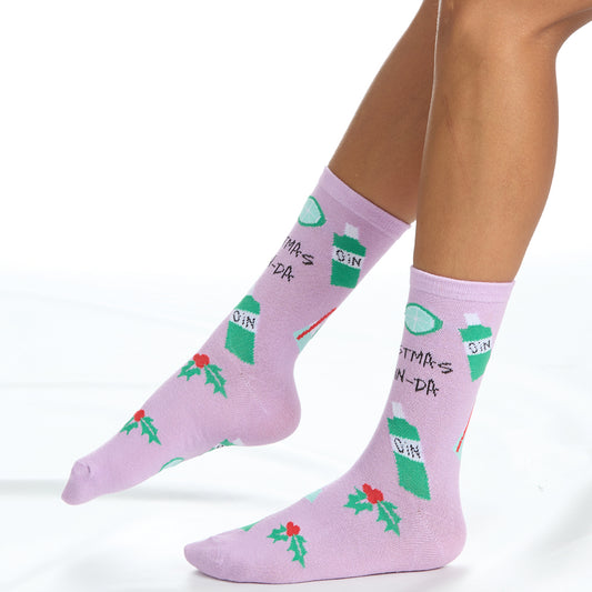 Ladies Christmas Gin-Da Cotton Socks