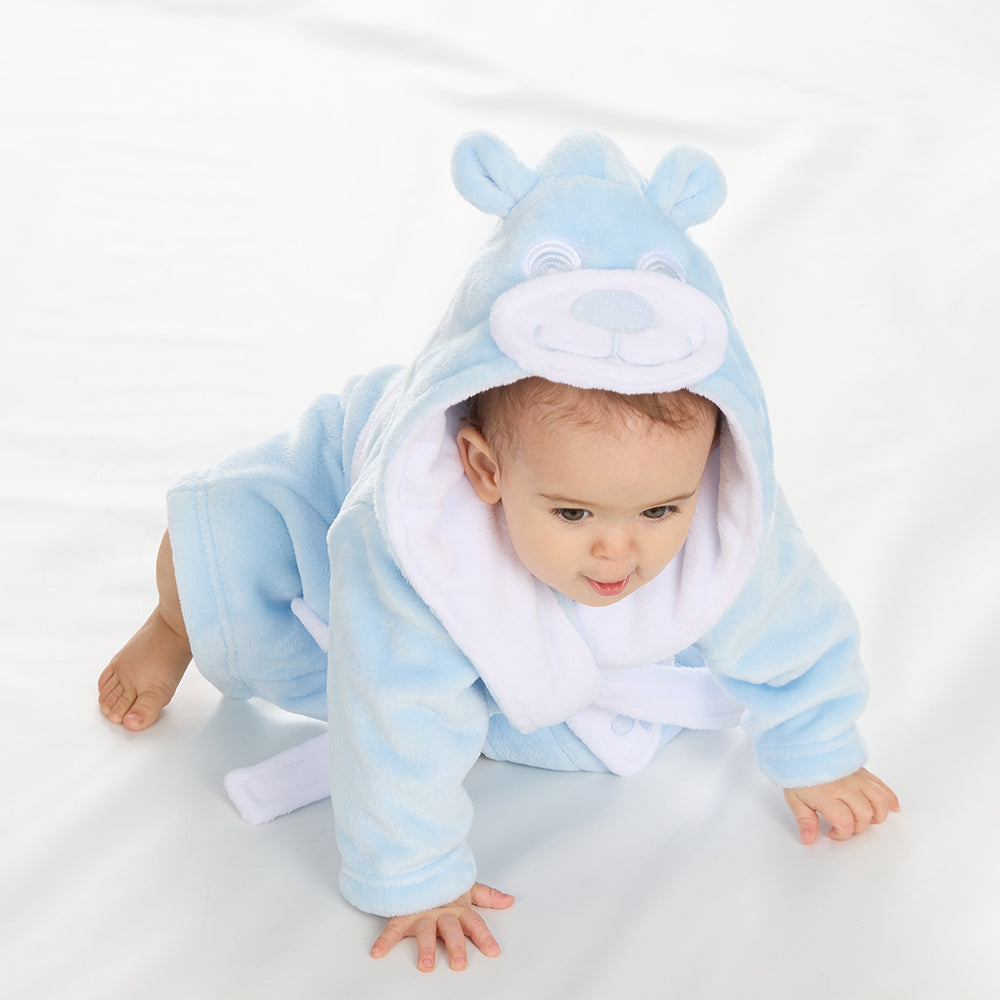 Baby Blue Teddy Bear Fleece Dressing Gown