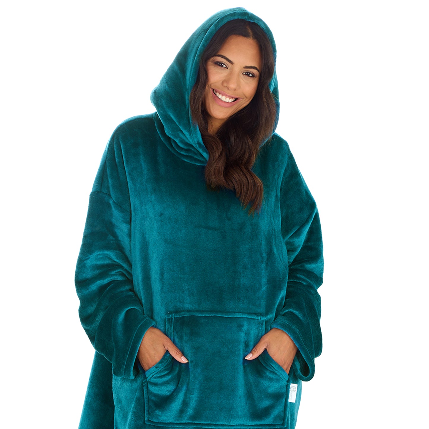 Ladies Shimmer Teal Blanket Hoodie