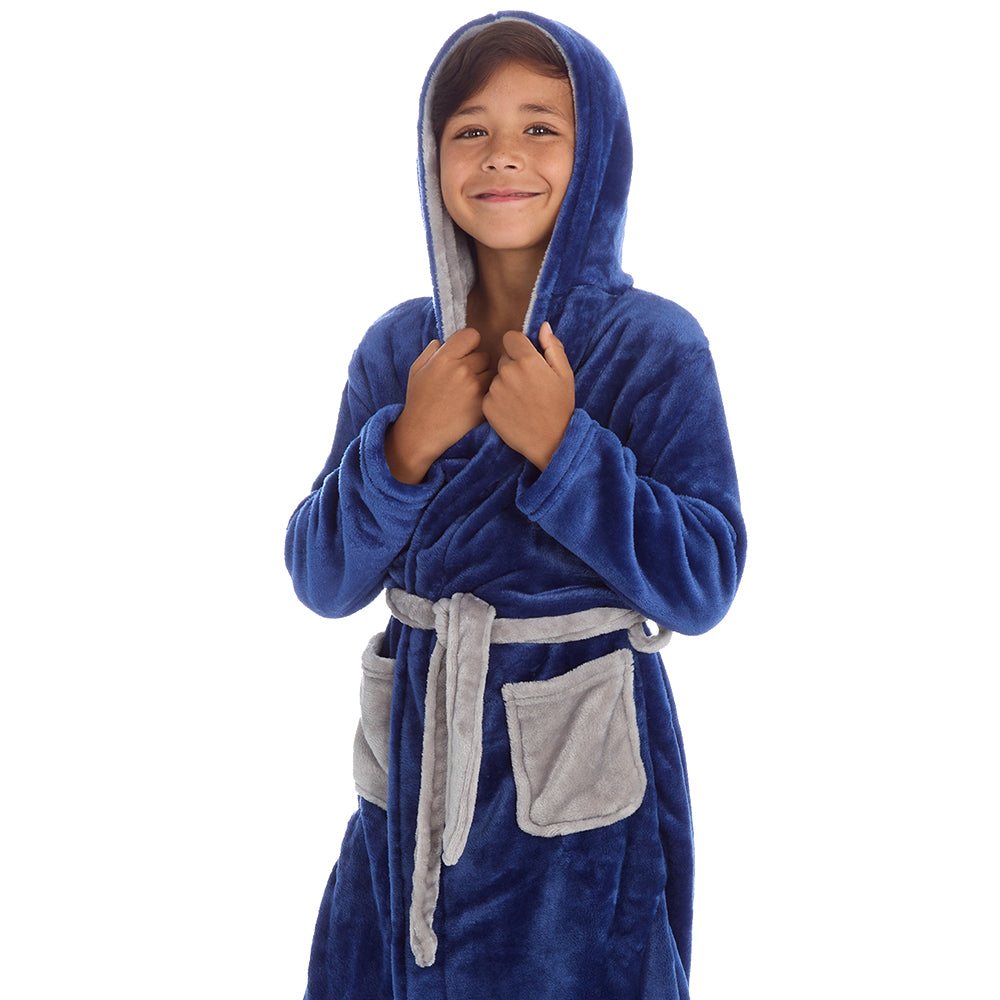 Boys Plain Navy Dressing Gown