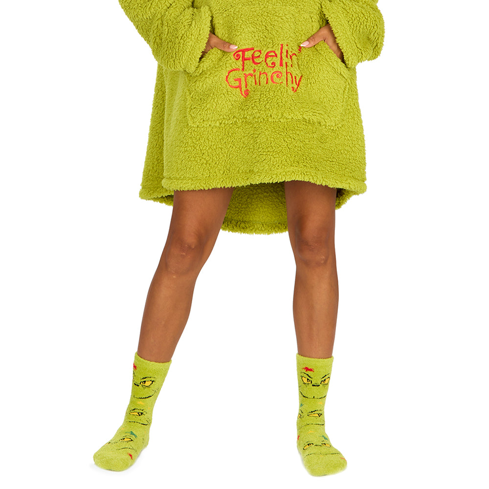 Ladies Christmas Grinch Fluffy Socks