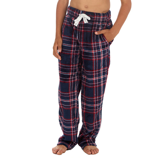 Boys Navy Check Fleece Pyjama Bottoms