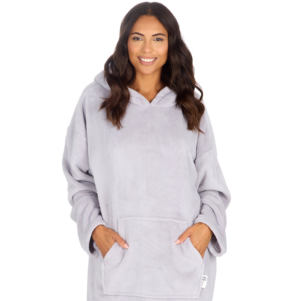 Ladies Silver Coral Fleece Blanket Hoodie