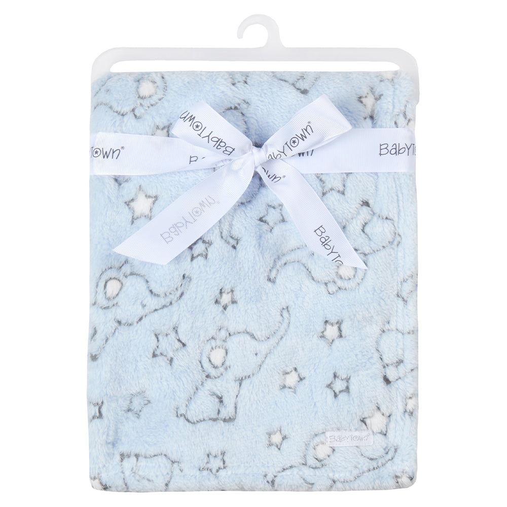 Baby Blue Elephant Jacquard Blanket