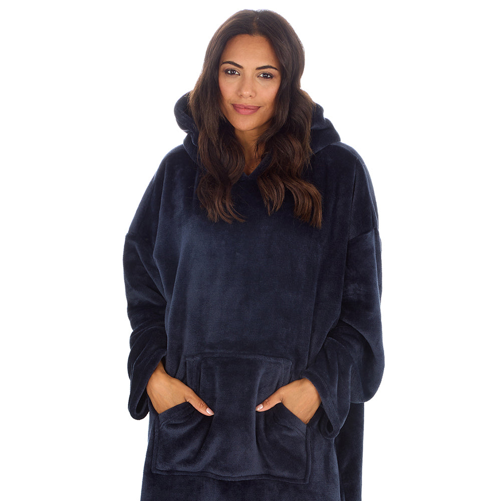 Ladies Stone Blue Plain Blanket Hoodie