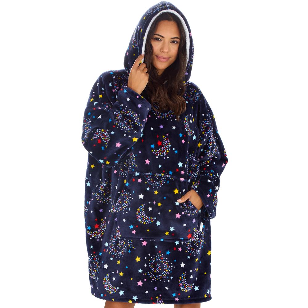 Ladies Galaxy Navy Blanket Hoodie