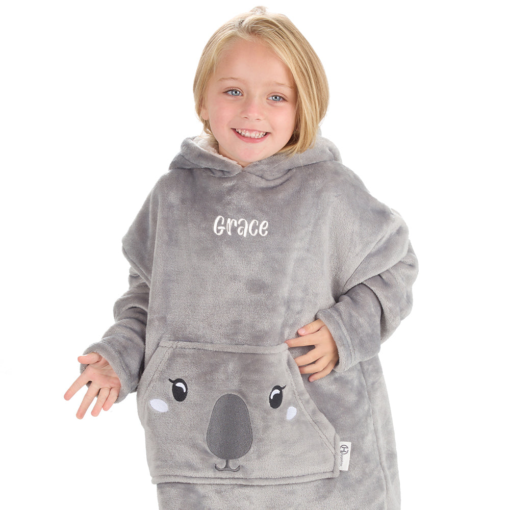 Personalised Infant Kids Koala Mini Blanket Hoodie