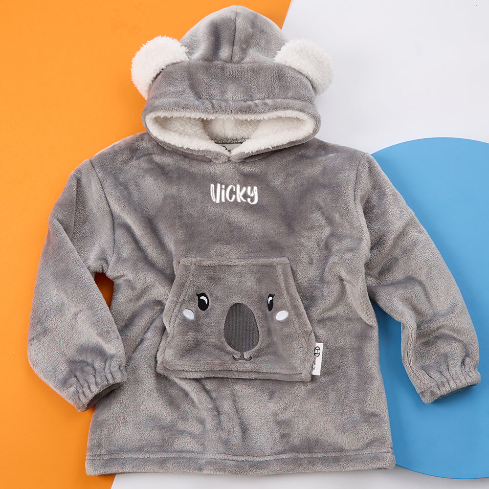 Personalised Toddler Kids Koala Mini Blanket Hoodie