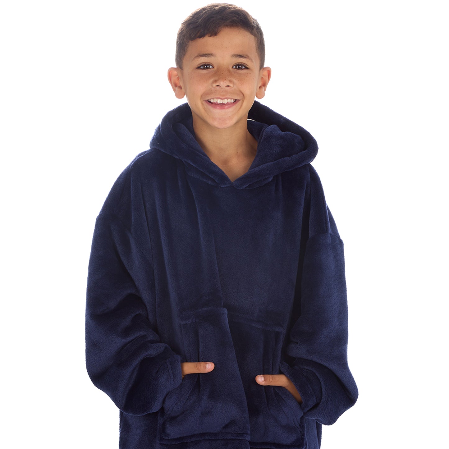 Boys Midnight Blue Plain Blanket Hoodie