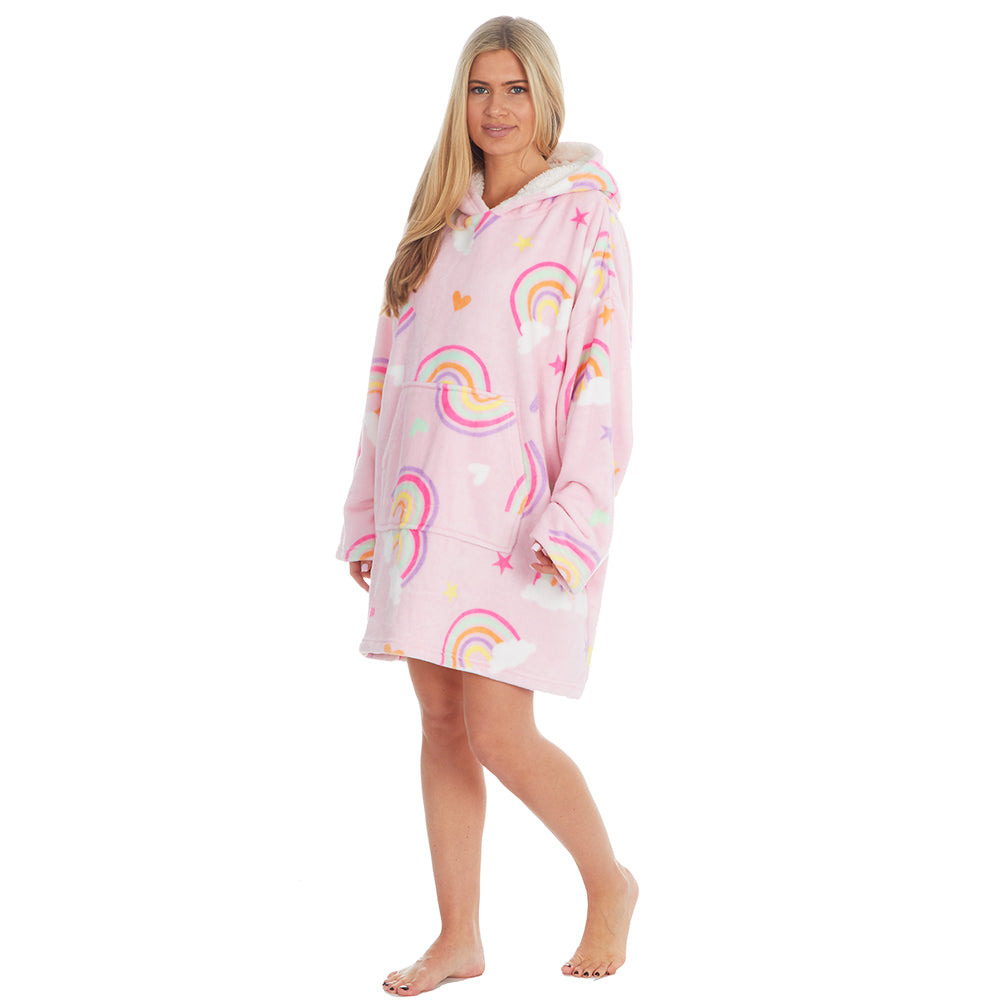 Ladies Rainbow Pink Blanket Hoodie