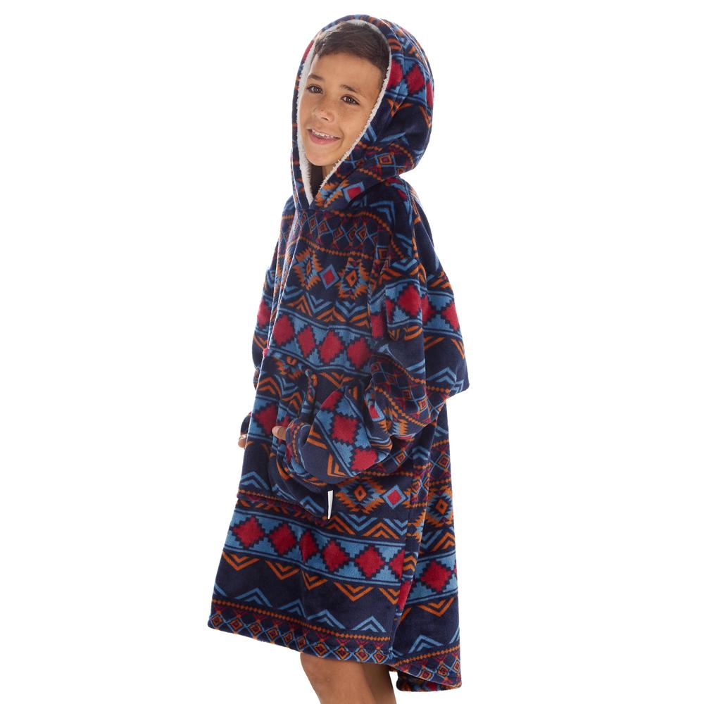 Boys Aztec Navy Blanket Hoodie