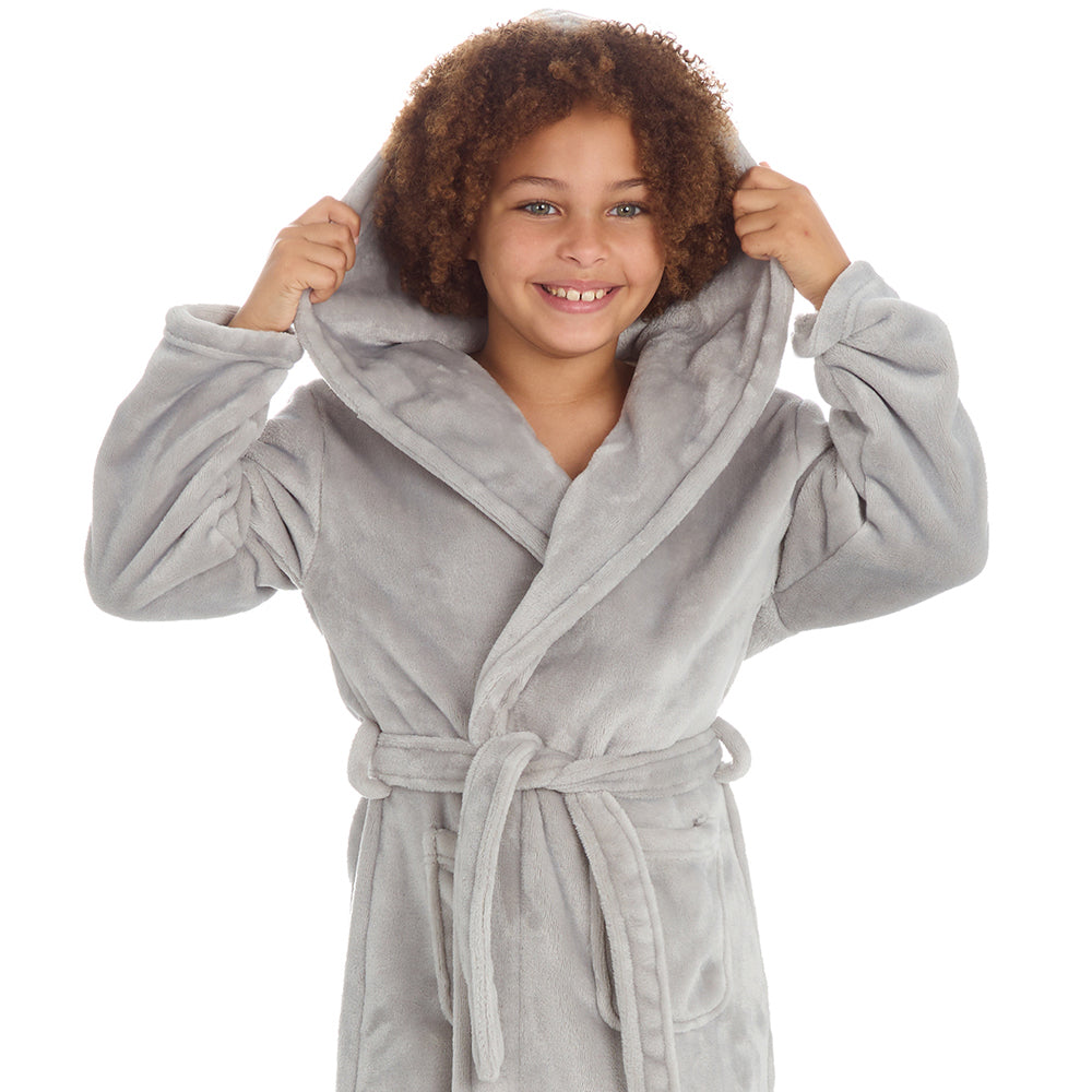 Girls Plain Grey Dressing Gown