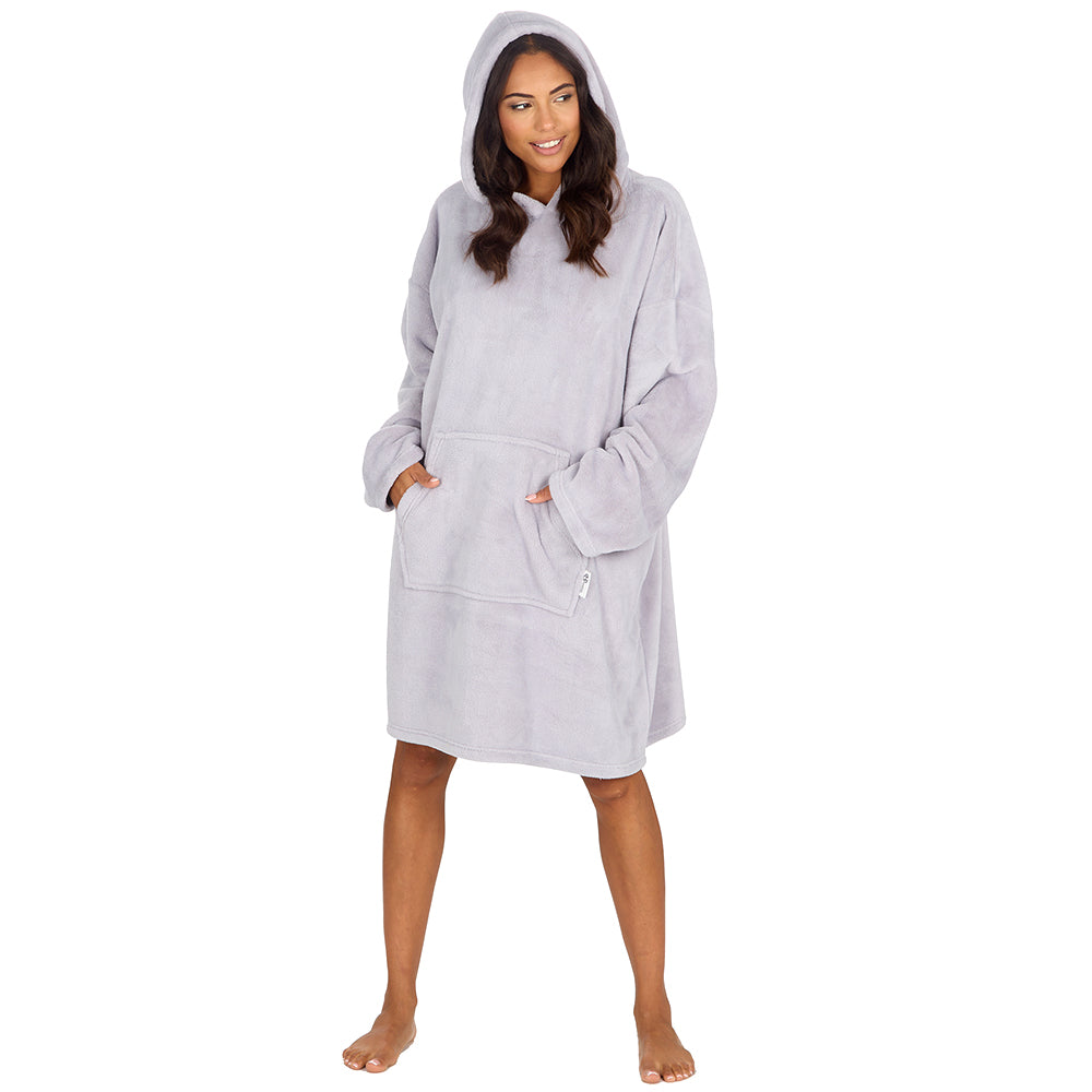 Ladies Silver Coral Fleece Blanket Hoodie