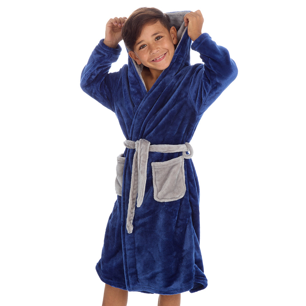 Boys Plain Navy Dressing Gown